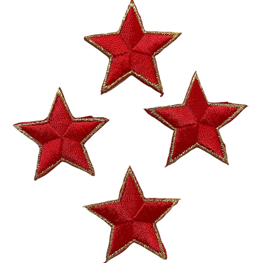 Red Star Patches with Gold Trim